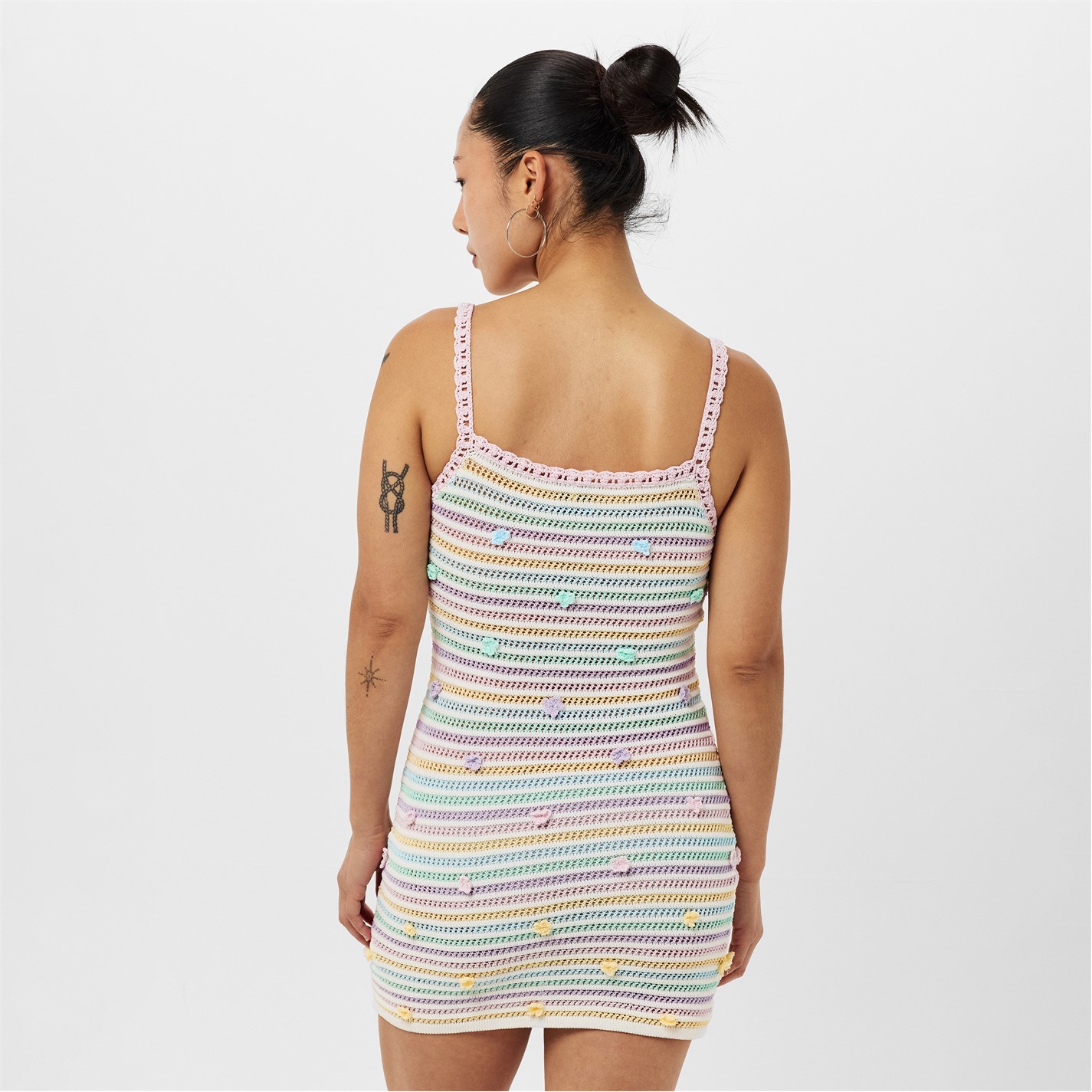 knee length dresses for ladies Shell Crochet Dress in Rainbow Multi – SVRN main image 0