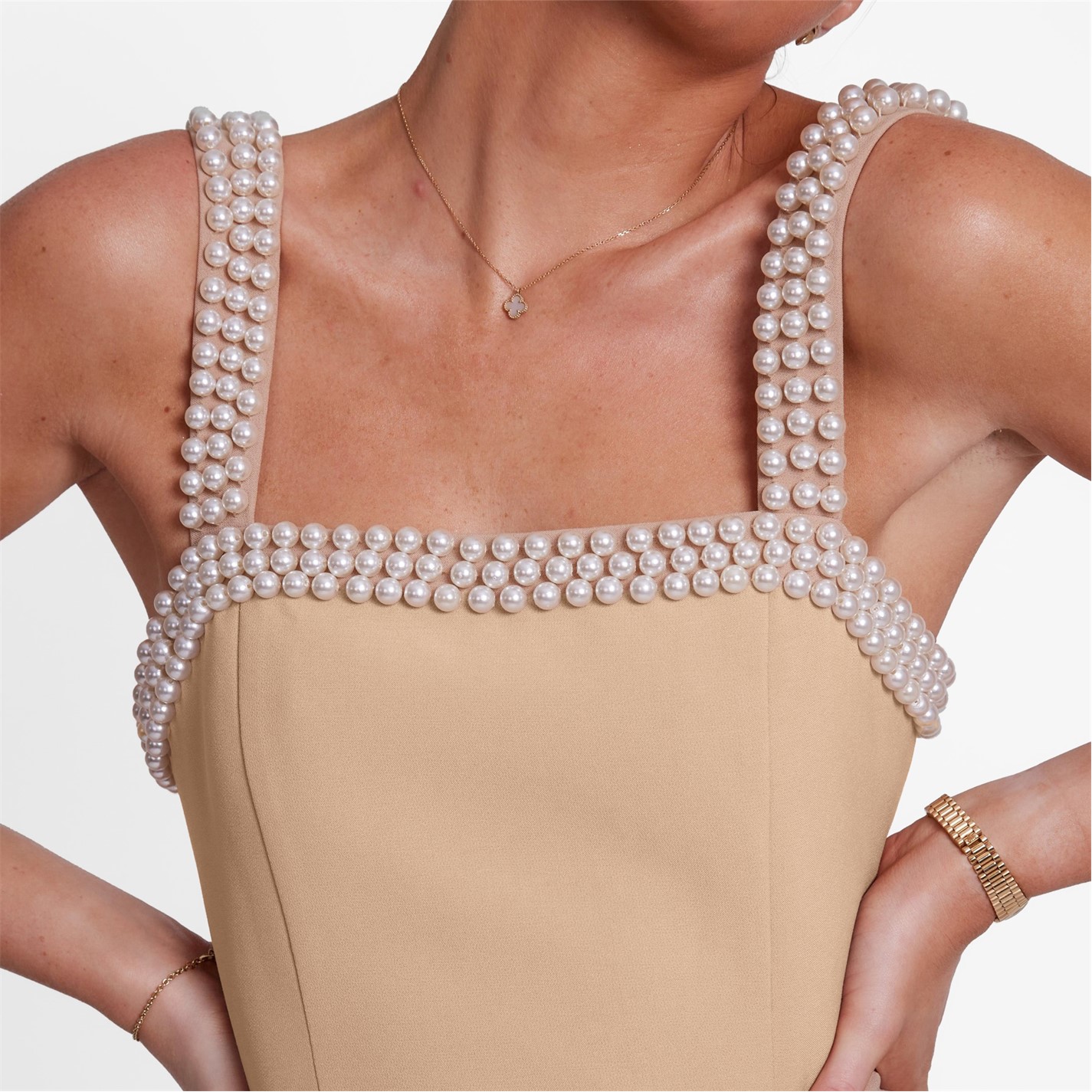 ODD MUSE | The Ultimate Muse Pearl Trim Mini Dress | Women | Camel |  Flannels Fashion Ireland