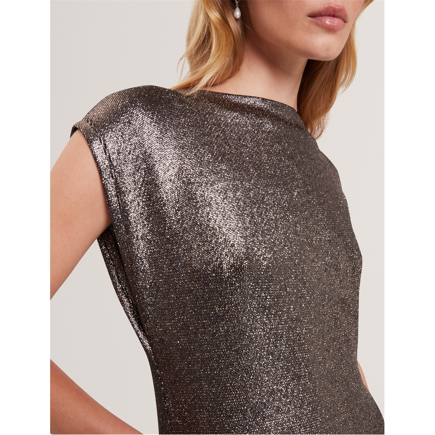 Ted Baker | Women's Metallic Bodycon Dress | Women | Charcoal | Flannels  Fashion Ireland