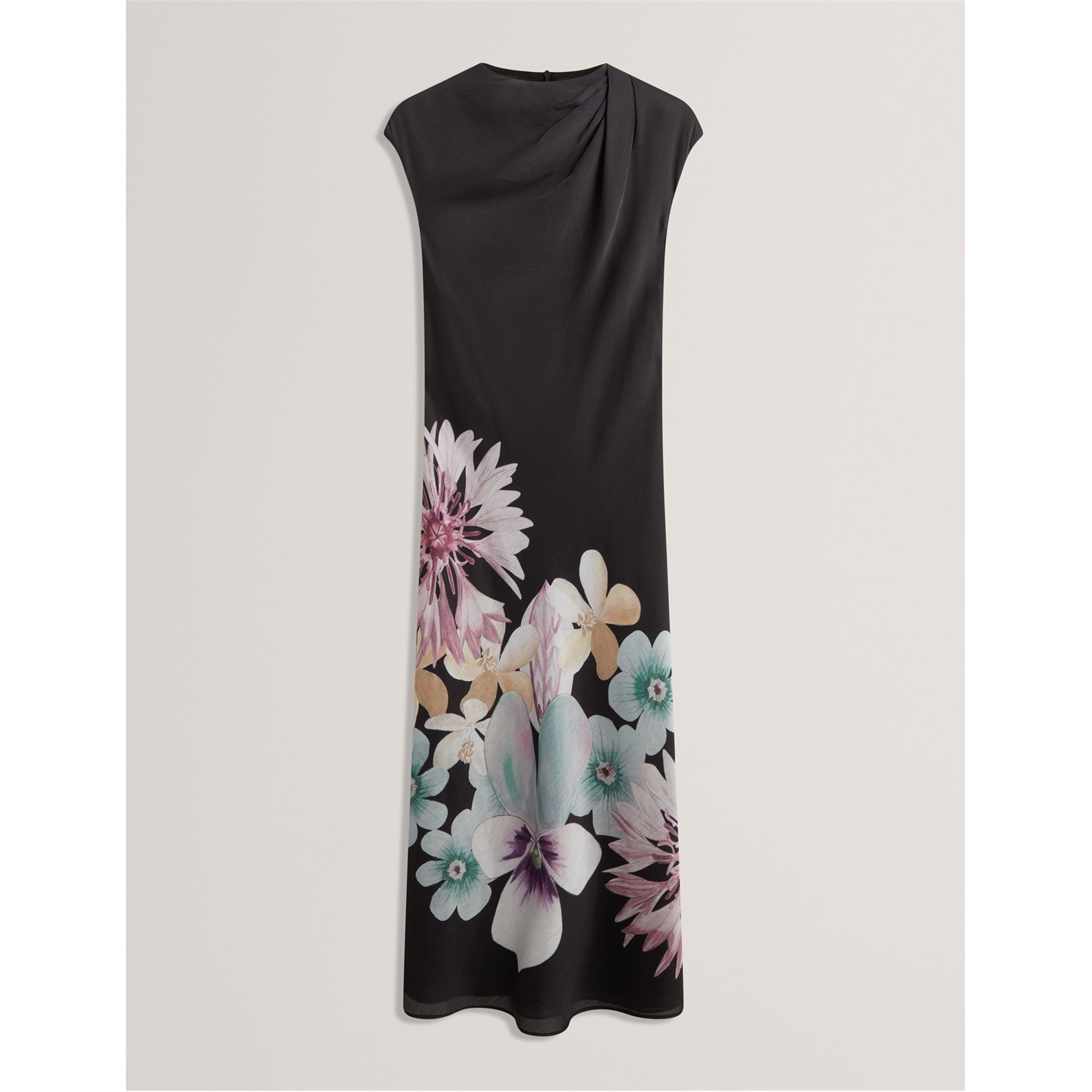 princess polly baby blue dress Ted Baker Print Long Sleeve Midi Dress - Black