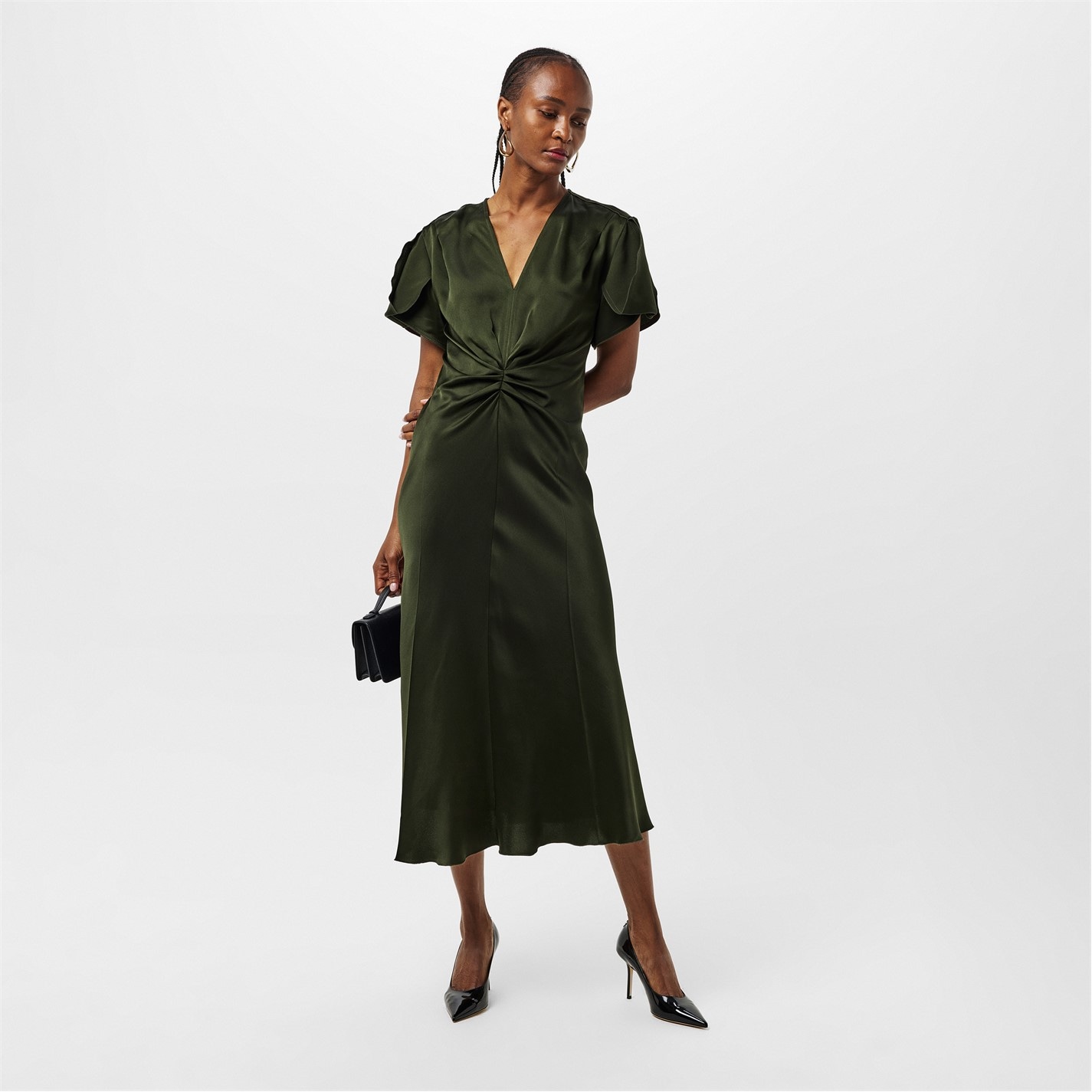 green emerald velvet dress Victoria Beckham main image 1