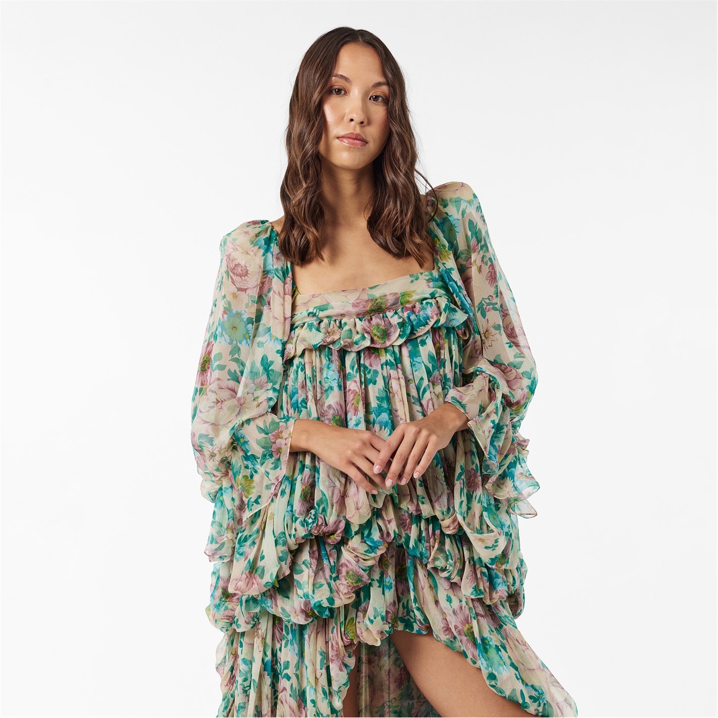 CHLOE | Women's Chiffon Maxi Dress | Women | Seedpearl Beige | Flannels