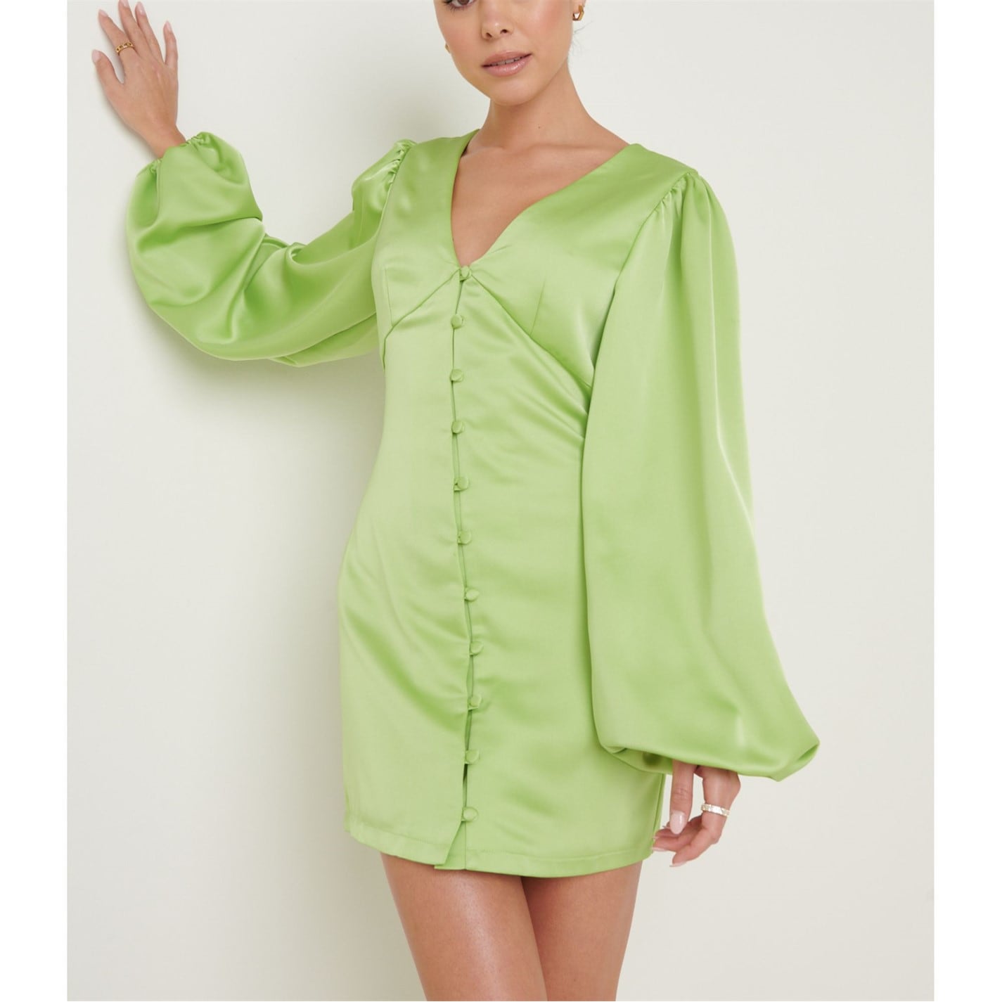 plus size green sparkly dress Sydney's Closet SC8110 Size 24 Green Short Plus Size fitted Sequin Formal Cocktail Dress Slit V Neck Gown main image 0