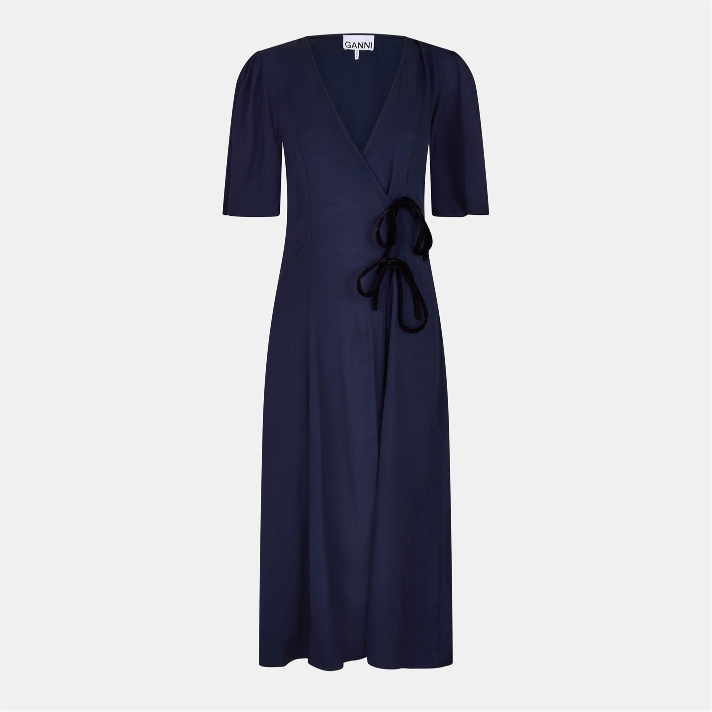 knee length dresses for ladies GANNI Women's Stripe Cotton Mini Wrap Dress