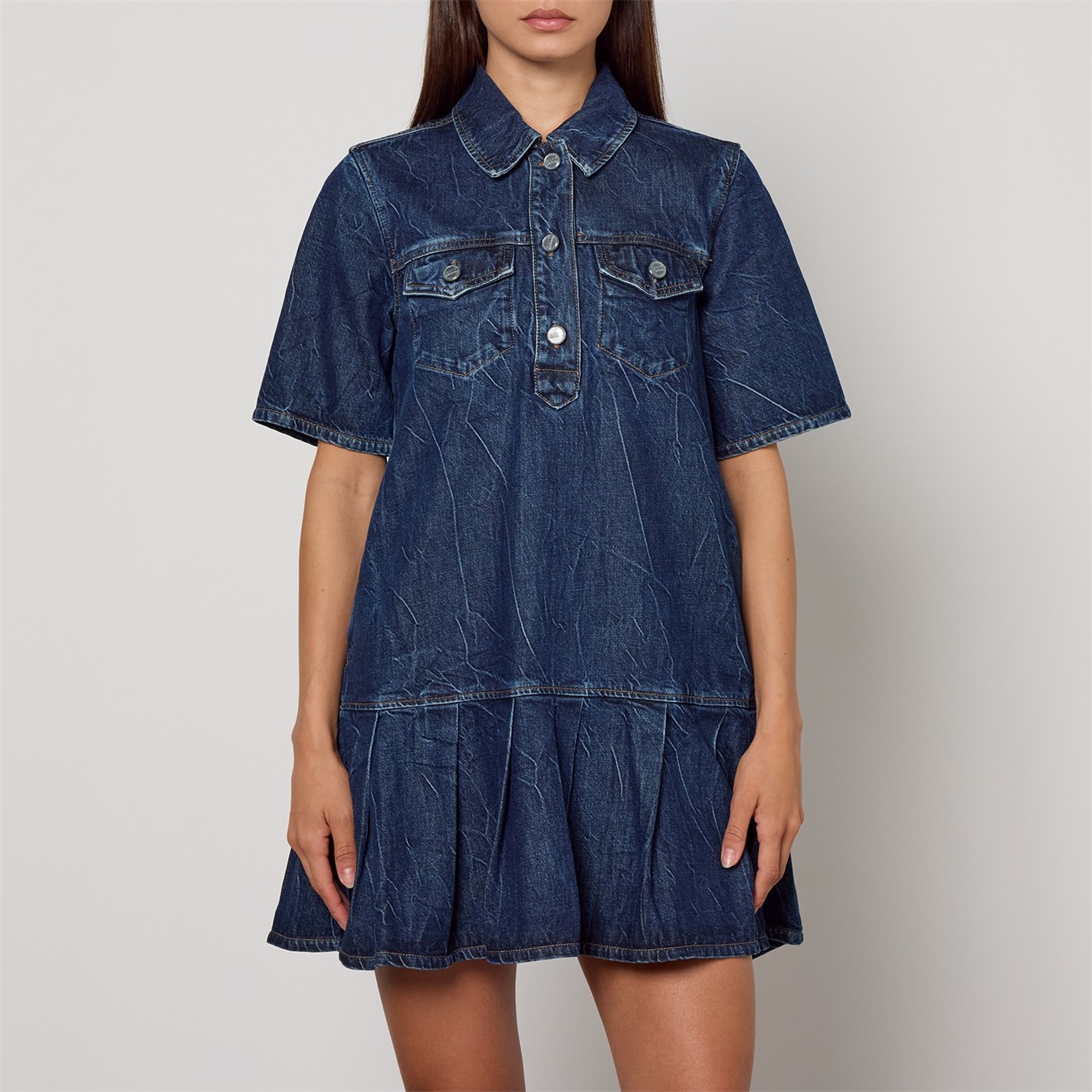 GANNI | Women's Denim Mini Dress | Women | Mid Blue Stone | Flannels  Fashion Ireland