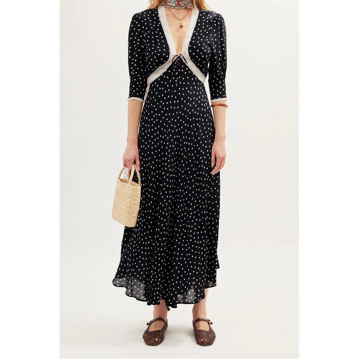 knee length dresses for ladies Amina Midi Dress in Green City Floral Olive main image 1
