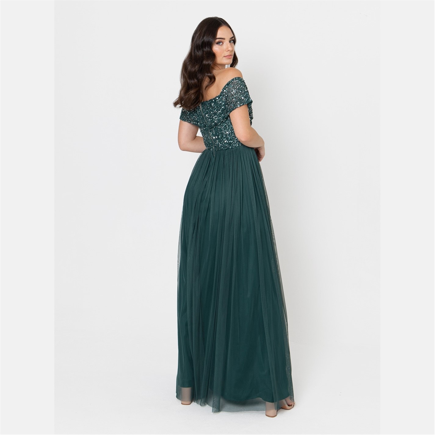 green emerald velvet dress Unique Off-The-Shoulder Strapless Emerald Green Elastic Satin Long Bridesmaid Dress main image 1