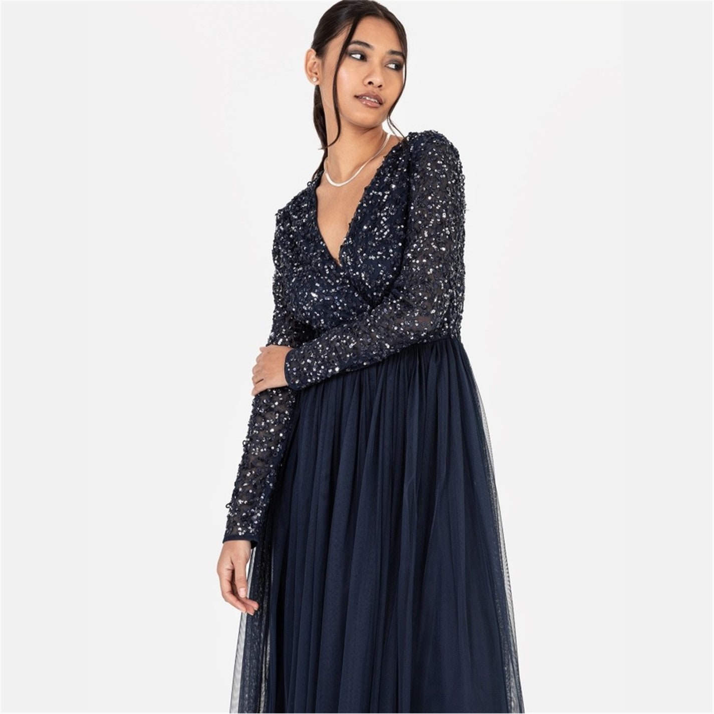 Maya Deluxe Maya Mouwloze Streep Versierde Maxi Jurk Prom, Zacht Grijs, 12
