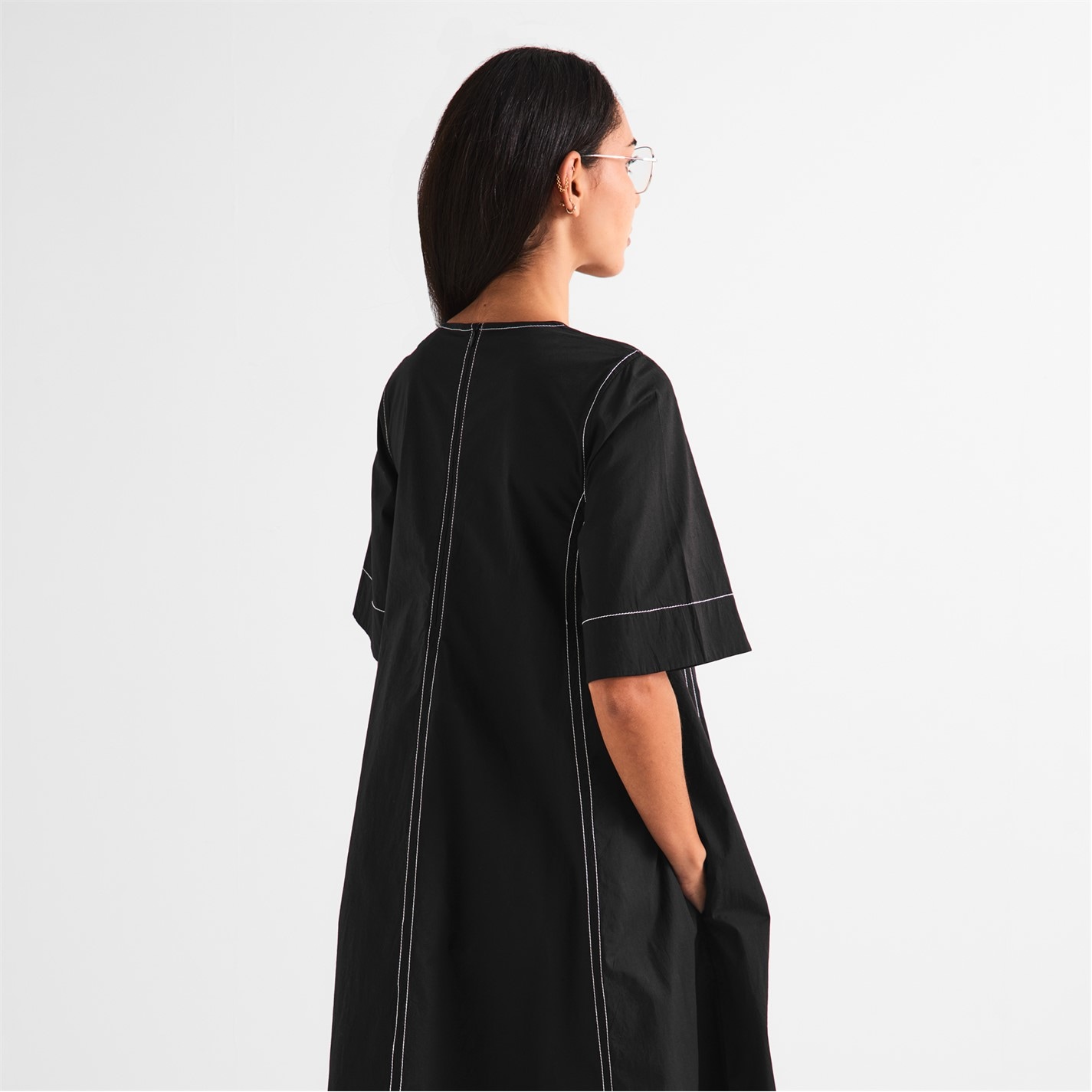 chinese dress ladies Black Velvet Jersey Puff Sleeve Maxi Dress
