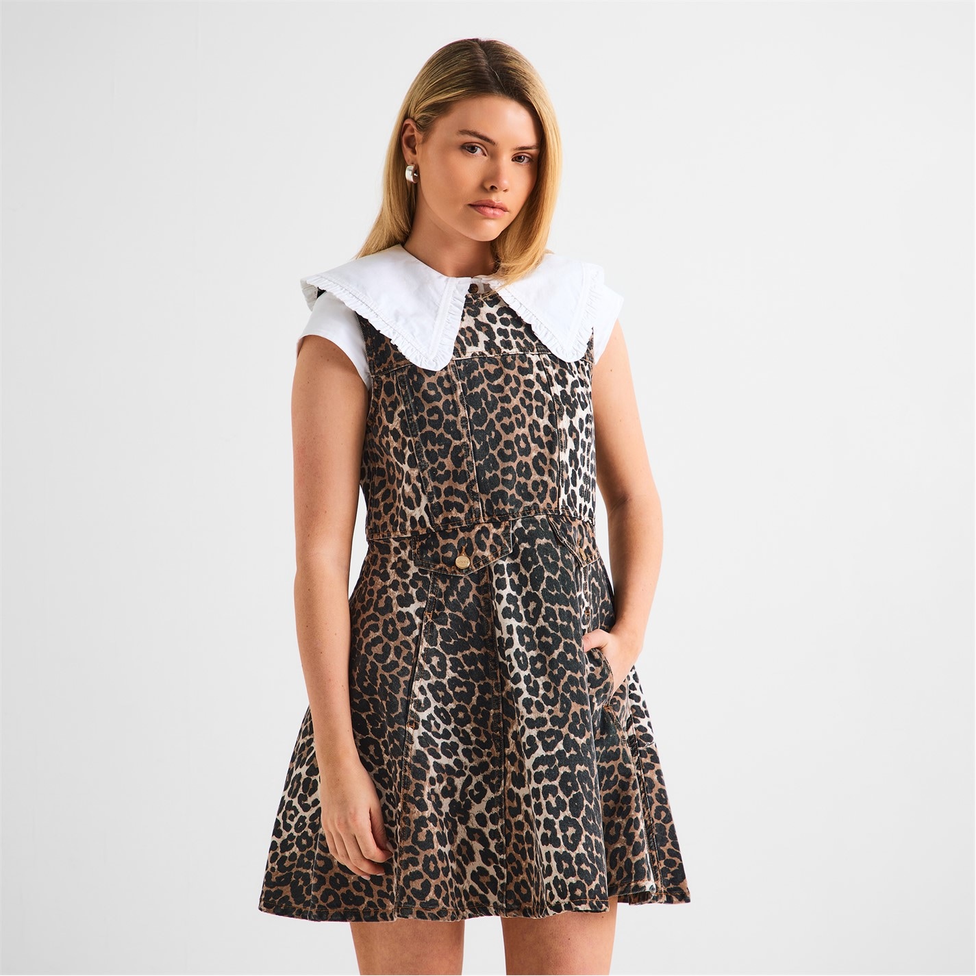 GANNI | Women's Printed Denim Mini Dress | Women | Almond Milk | Flannels Fashion Ireland GANNI | Women's Printed Denim Mini Dress | Women | Almond Milk | Flannels Fashion Ireland