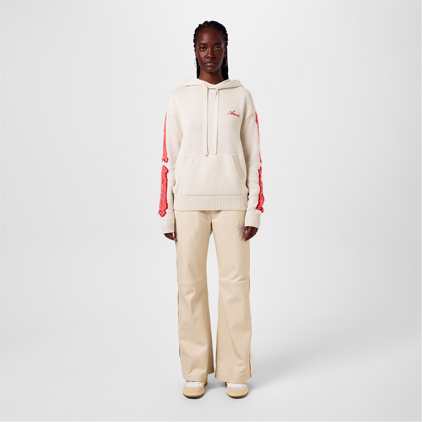 AMIRI | Bones Knitted Hoodie | Women | Alabaster | Flannels