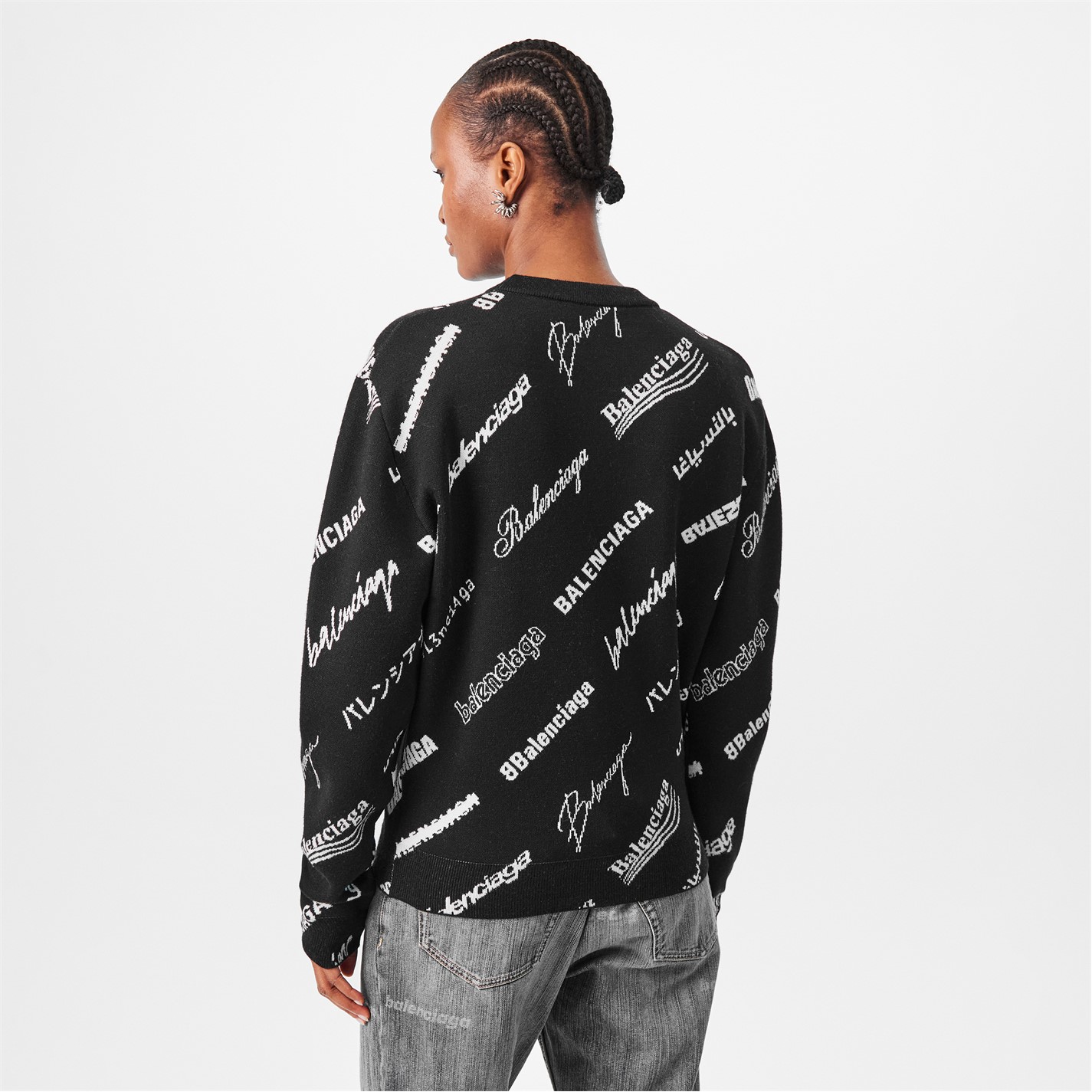 BALENCIAGA | Logomania Crew Sweater | Women | Black/White
