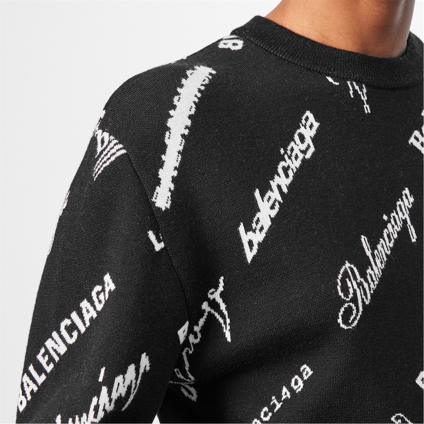 BALENCIAGA | Logomania Crew Sweater | Women | Black/White 