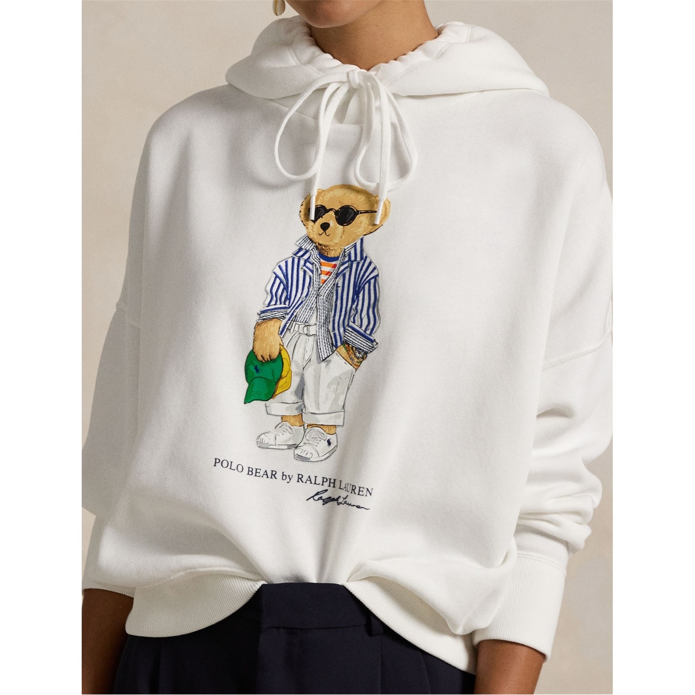 POLO RALPH LAUREN | Bear Fleece Hoodie | Women | White | Flannels POLO RALPH LAUREN | Bear Fleece Hoodie | Women | White | Flannels