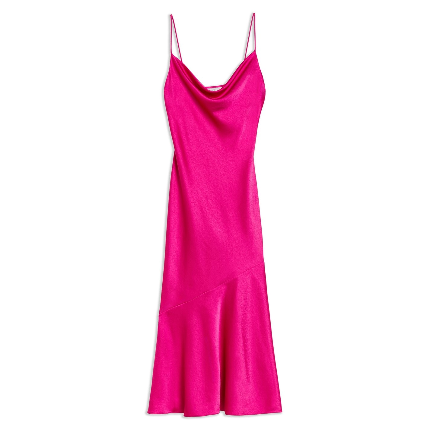 Jaspara Drape Neck Midi Dress With Satin Skirt Brt-Pink