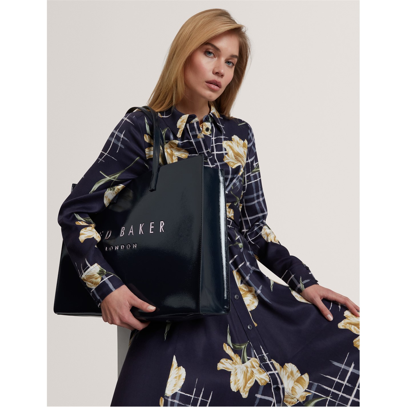 Ted Baker | Ted Baker XL Crinkle Icon Tote Bag | Women | Navy