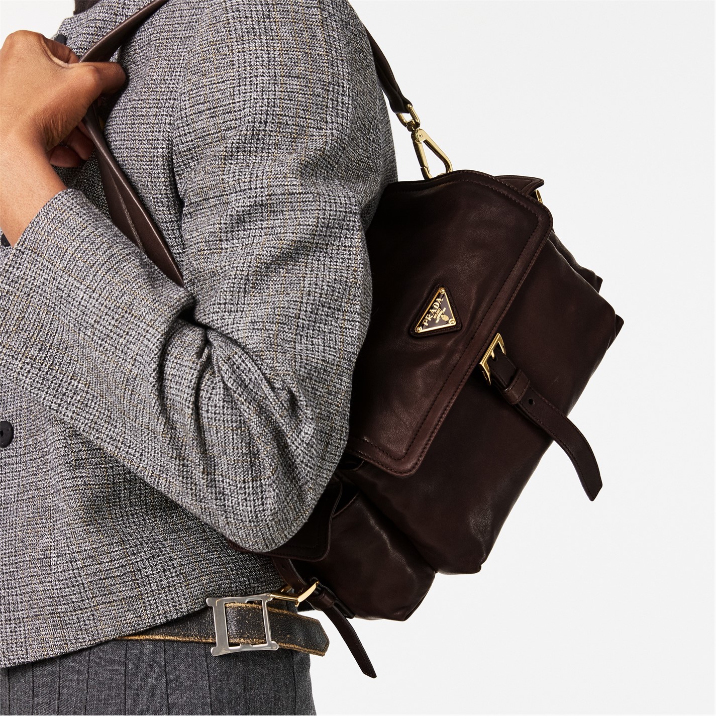 PRADA | Explore Medium Leather Shoulder Bag with Flap | Women