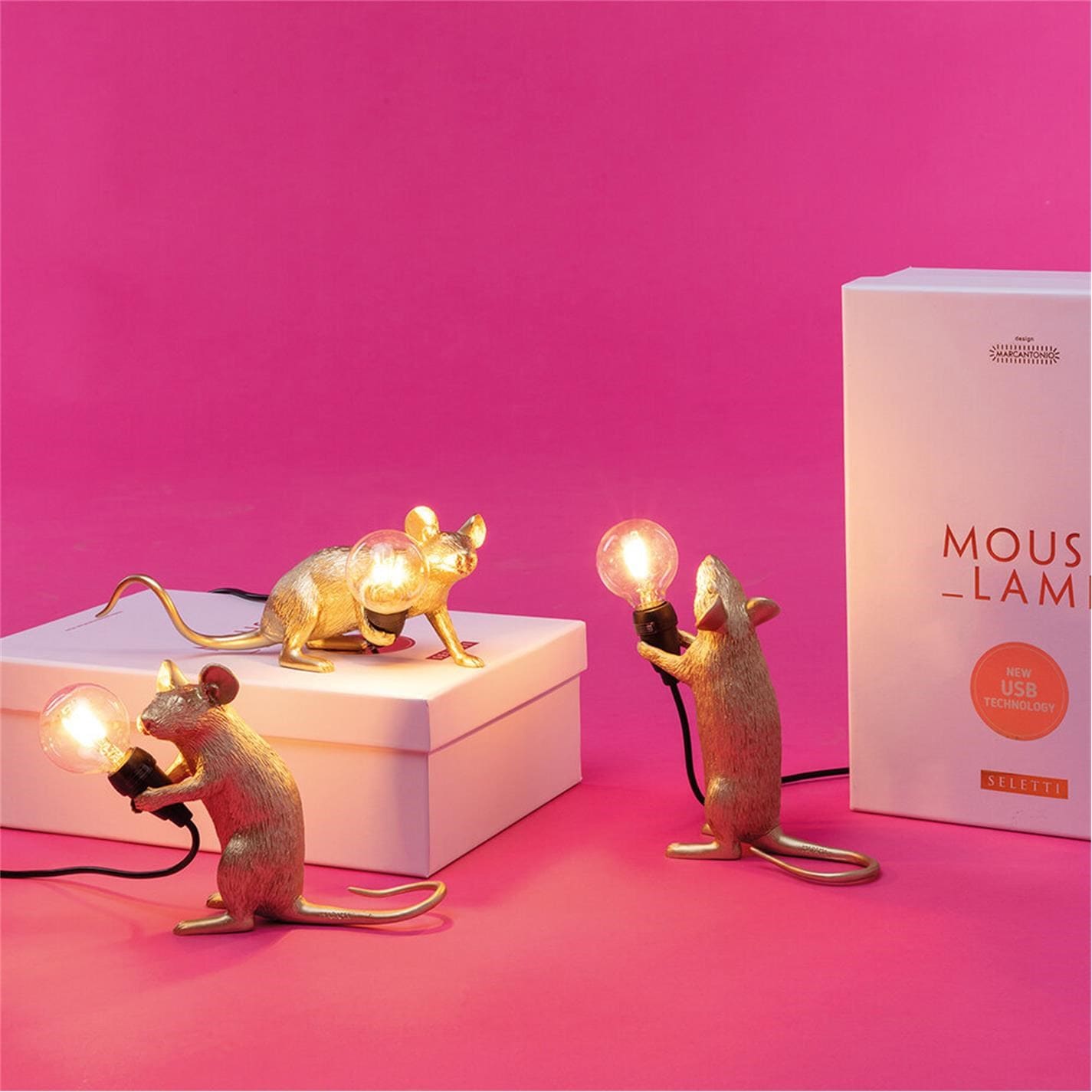 Seletti | Mouse Lamp - Standing - Gold | Unisex | Gold | Flannels