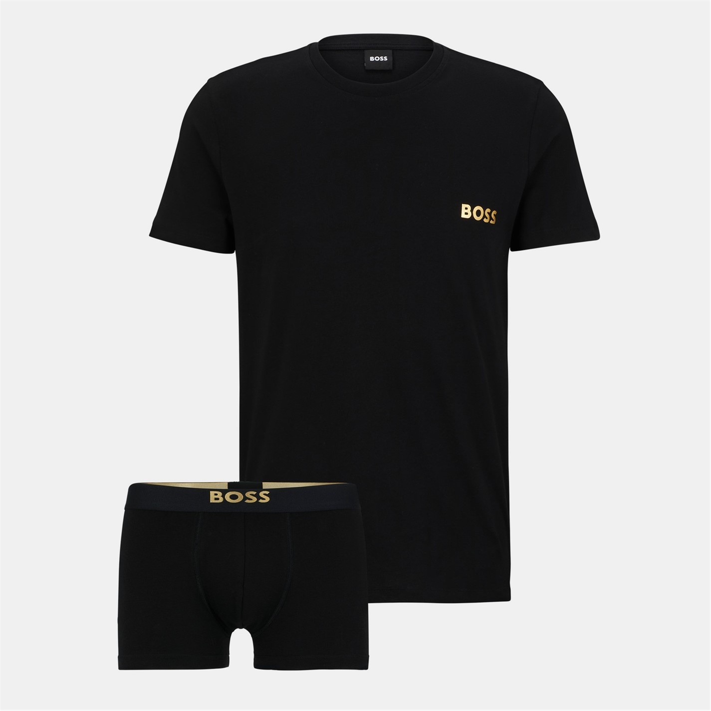 BOSS Men's TShirtRN Trunk Gift Set With Logo Underwear Organic Cotton, Black 1, Large