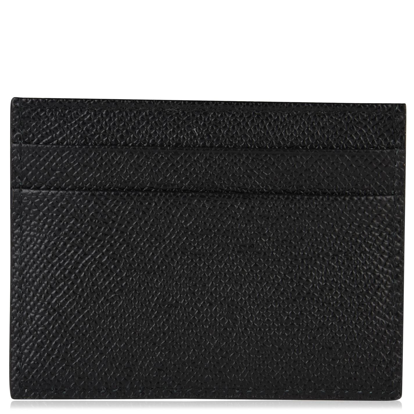 Dolce & Gabbana Black Horse Leather Lanyard Logo Card Holder Wallet