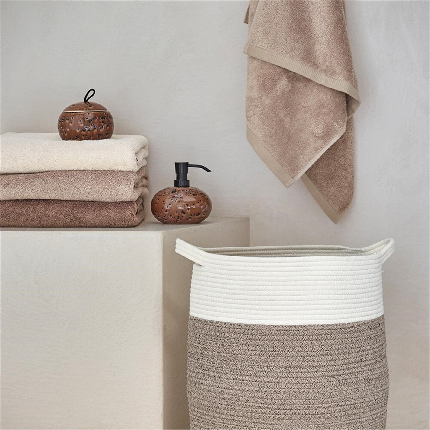 Aqua Polka Dot Laundry Basket