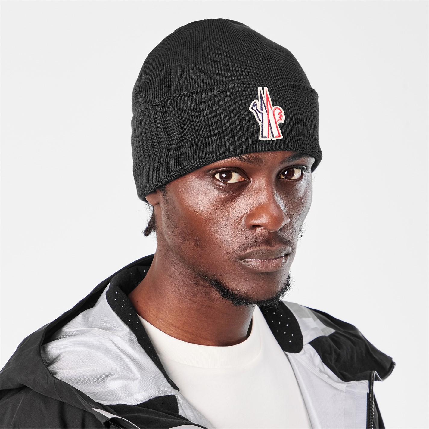 MONCLER Black Ribbed Knit Beanie Hat | Authentic | Unisex Black Wool Beanie - Hats & Beanies for Men | Moncler US main image 2
