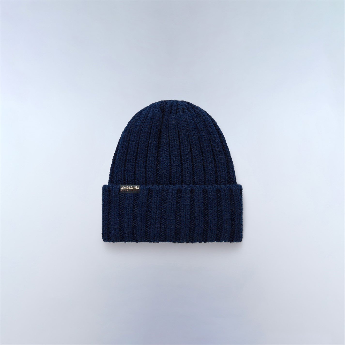 Napapijri Foli 3 Beanie Hat - Chunky Ribbed Knit, Navy, One Size