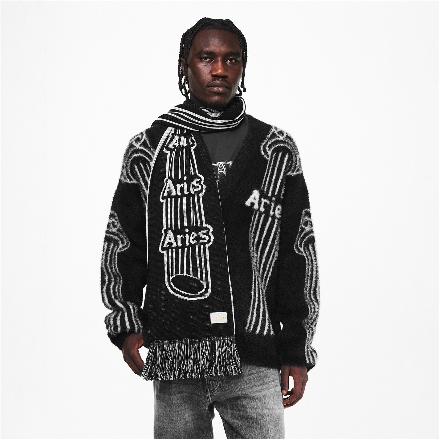 ARIES | Men's Column Midweight Scarf | Unisex | Black | Flannels
