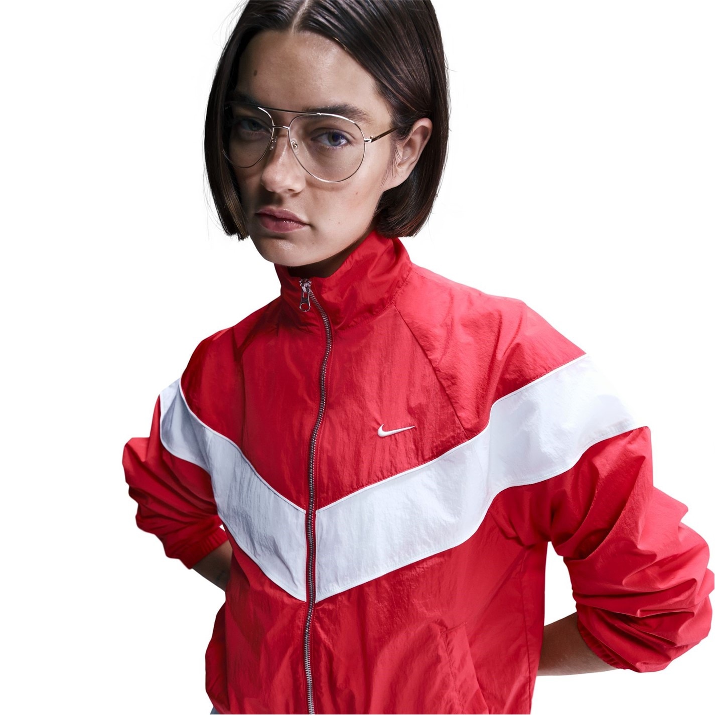red and white nike windbreaker womens