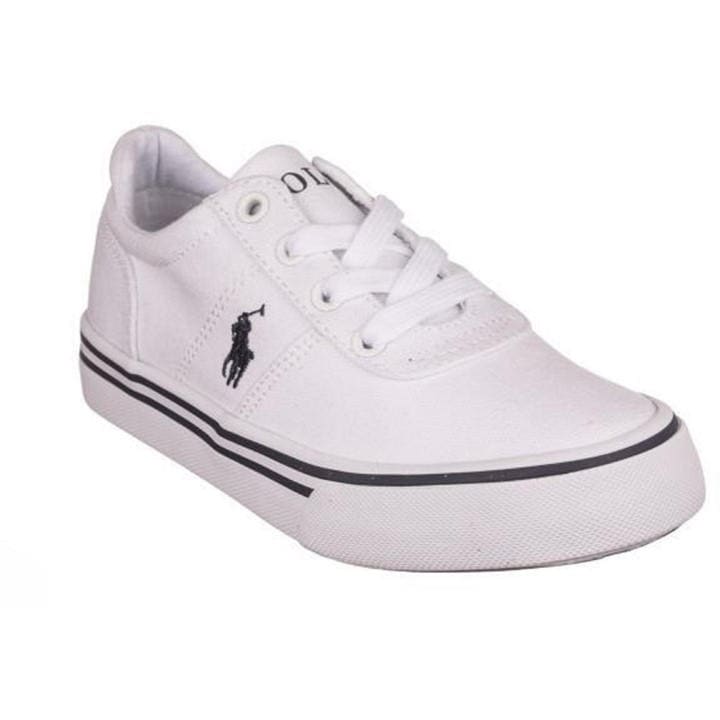 Polo Ralph Lauren Boys White ' Hanford Canvas Low-Top Trainers - Size 5