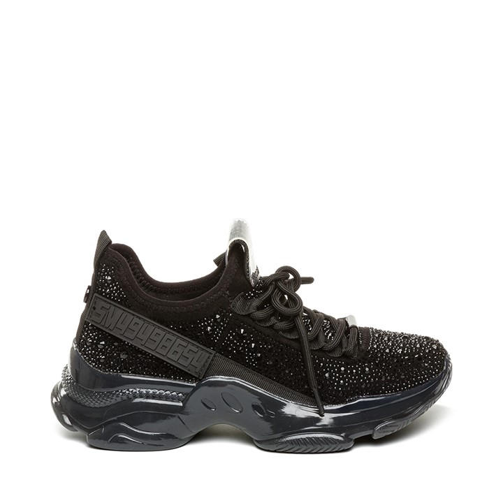Steve Madden Girls Black ' Maxima Crystal Low-Top Heritage Runners C12
