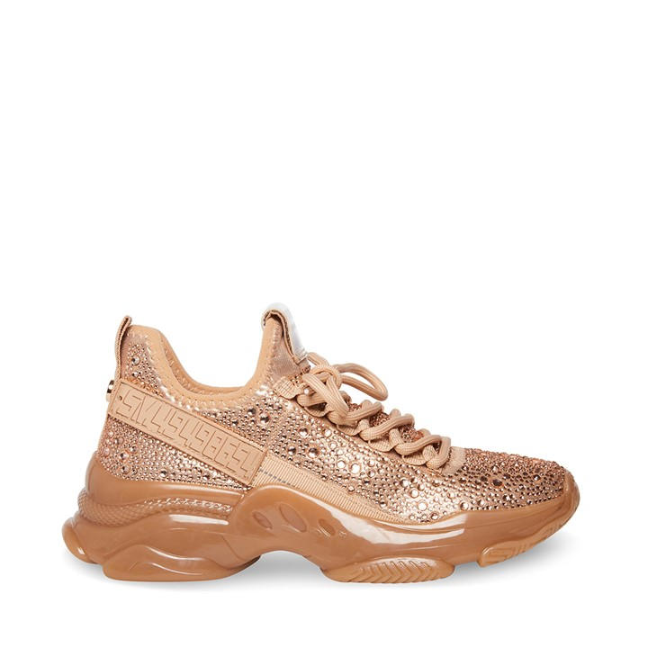 Steve Madden Girls Gold ' Maxima Crystal Low-Top Heritage Runners C13
