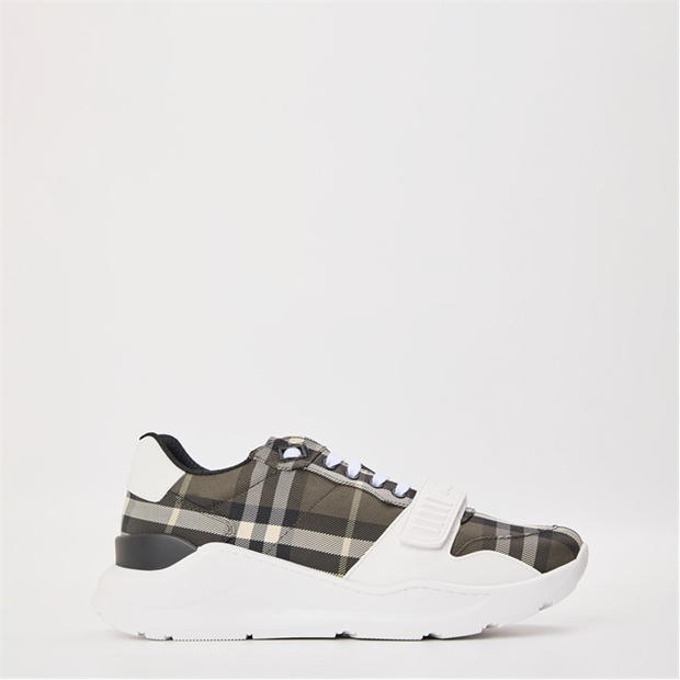 Archive Beige - BURBERRY - Men's Regis Check Cotton Trainers