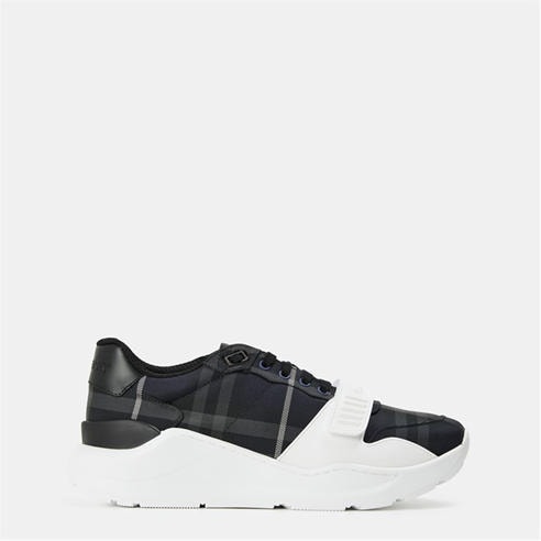 BURBERRY - Men's Regis Check Cotton Trainers