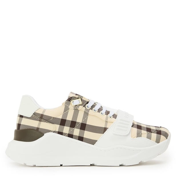 Archive Beige - BURBERRY - Women's Check Cotton New Regis Trainers