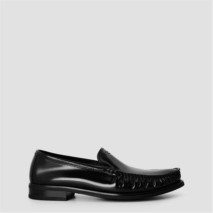 Prada Men's Black Brushed Leather Loafers Size 11