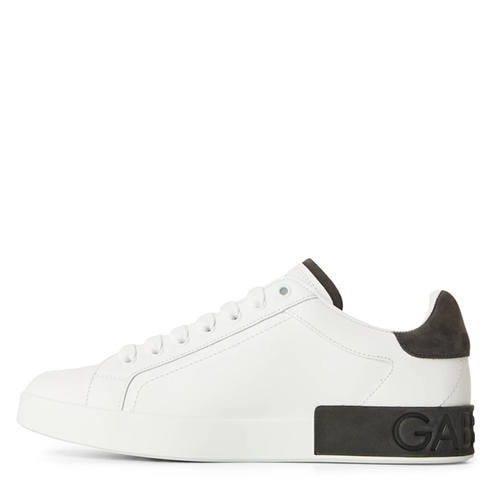 DOLCE AND GABBANA - Men's Logo Portofino Leather Low-Top Trainers