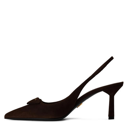 PRADA - Triangle Logo Slingback Pumps 75mm