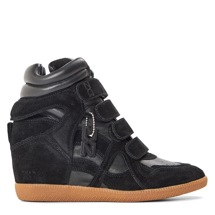 Nokwol Women's Eden Wedge Trainers In Black