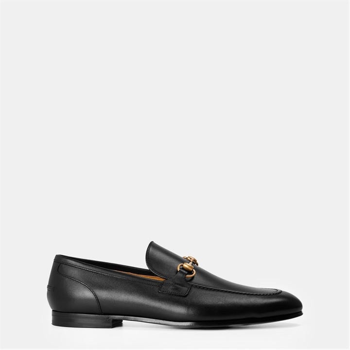 Gucci Men's Black Horsebit Leather Jordaan Loafers - Size 8