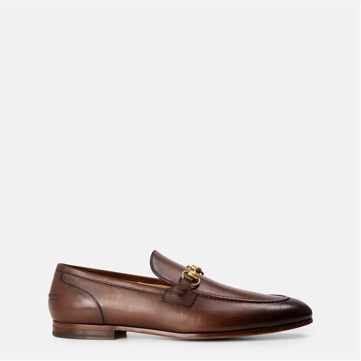 Gucci Men's Brown Horsebit Leather Jordaan Loafers Size 6