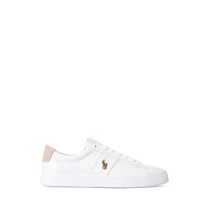 Polo Ralph Lauren Men's White Sayer Canvas Low-Top Trainers - Size 8