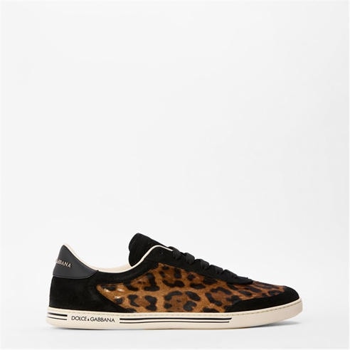 DOLCE AND GABBANA - Men's Leopard Print Low-Top Trainers
