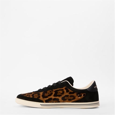 DOLCE AND GABBANA - Men's Leopard Print Low-Top Trainers