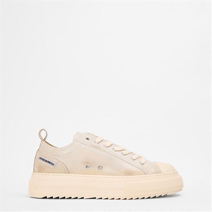 Dsquared2 Men's White Dsq Leather Berlin Low-Top Trainers