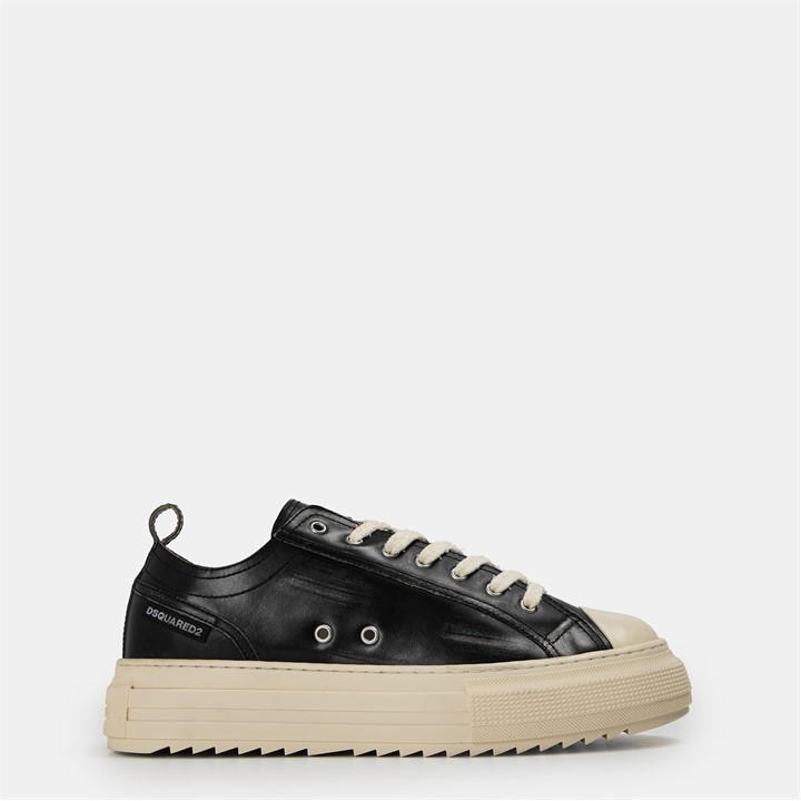 Dsquared2 Men's Black Dsq Leather Berlin Low-Top Trainers