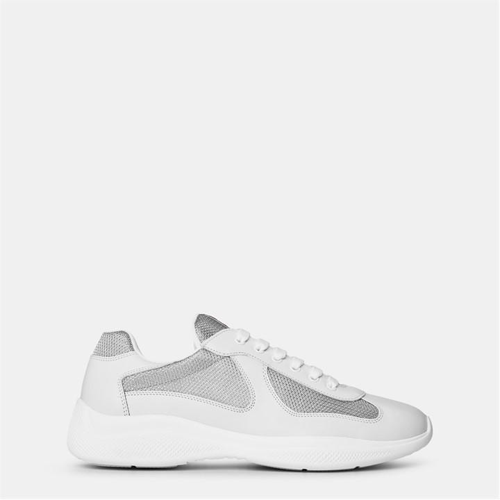Prada Men's White Americas Cup Leather Trainers Size 9