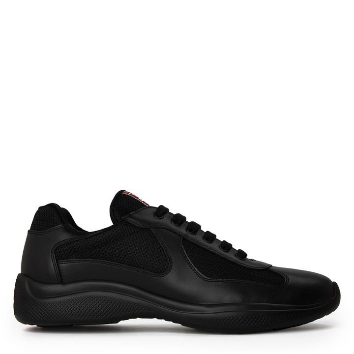 Prada Men's Black Americas Cup Leather Trainers Size 7