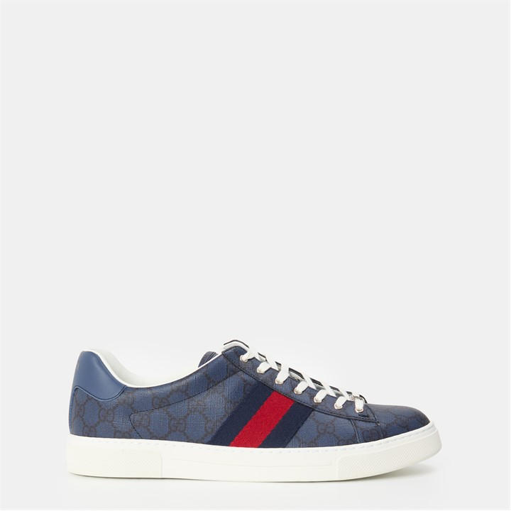 Gucci Men's Black Web Canvas Ace Trainers - Size 10