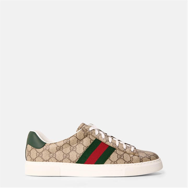 Gucci Men's Beige Web Canvas Ace Trainers - Size 10